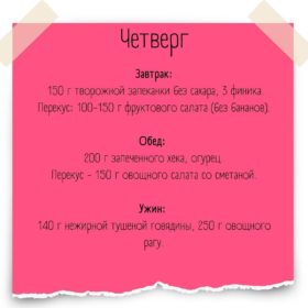 меню на четверг